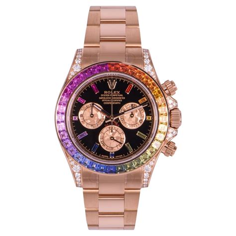 rolex rose gold rainbow|rolex with rainbow bezel.